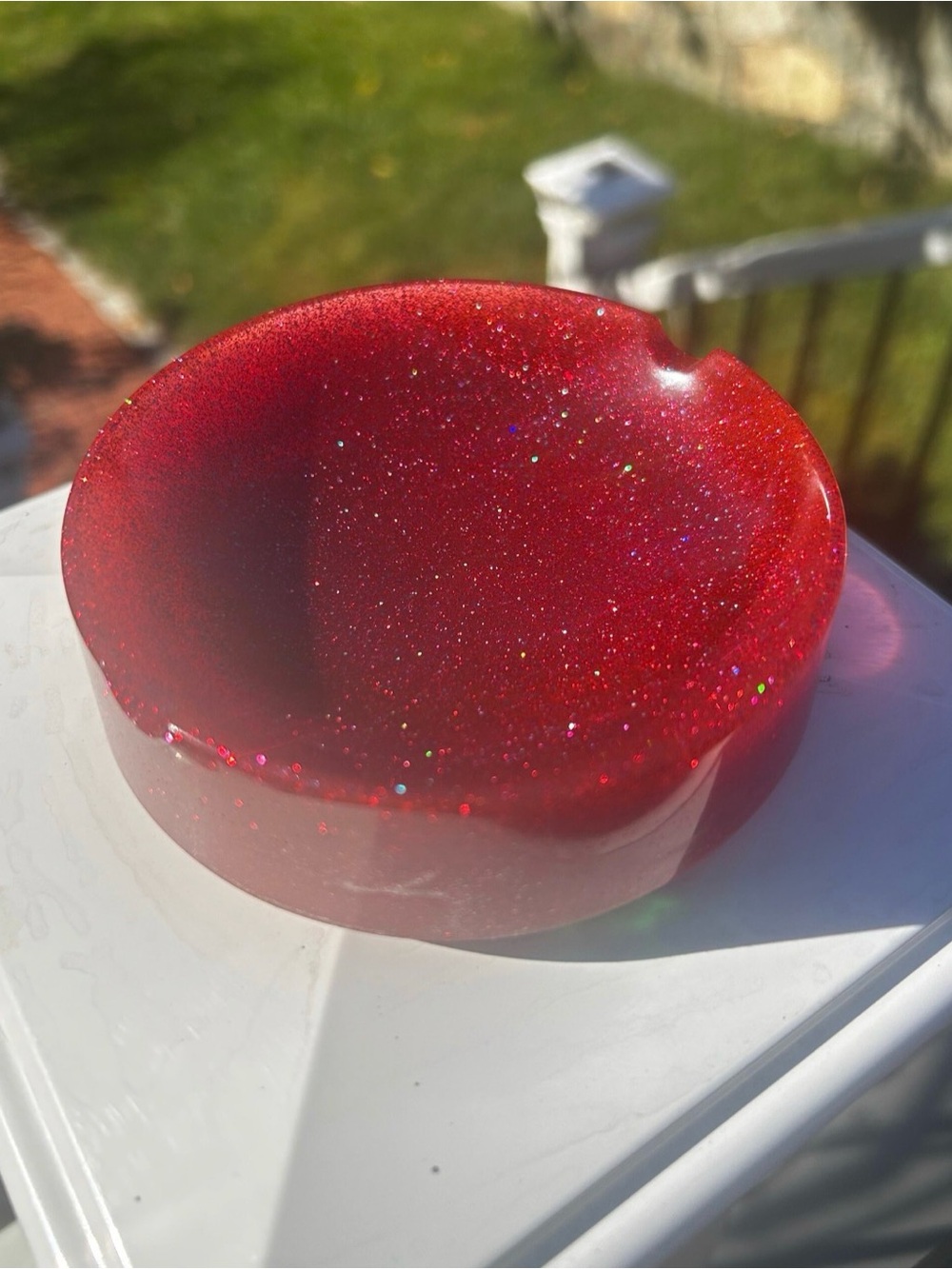 Red Glitter Resin Catchall Bowl by
